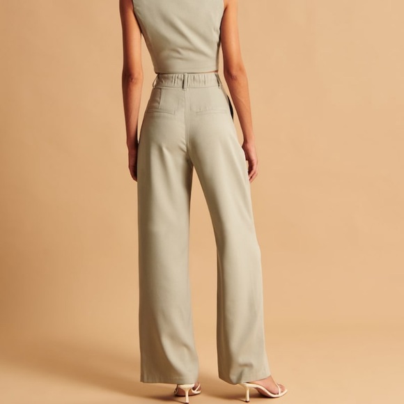 NWT❗️A&F Light Brown Tailored Wide Leg Pant - Picture 3 of 5